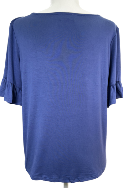 Ruffle Sleeve Tie Top - Blue