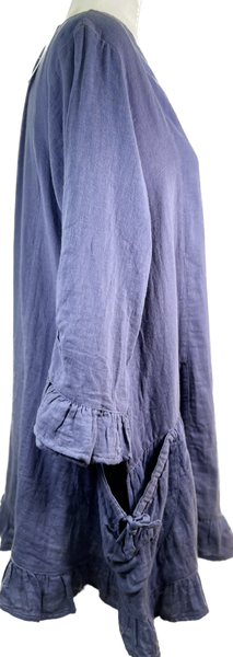 Ruffled Cotton Tunic - Soft Blue