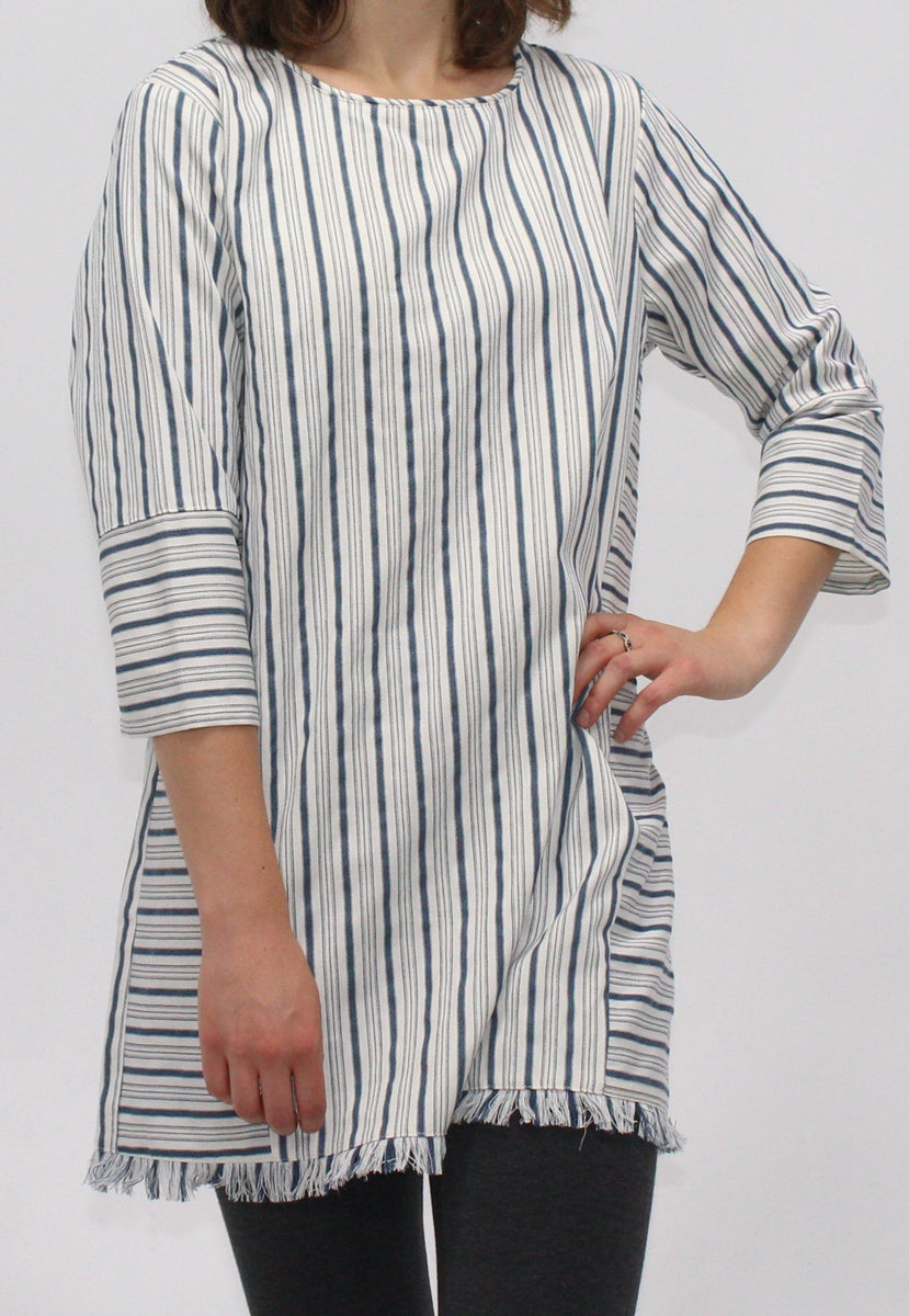 navy and white striped mini dress Striped Mini Dress