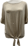 Ruffle Sleeve Tie Top - Oatmeal
