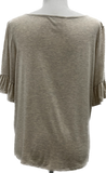 Ruffle Sleeve and Front Tie Oatmeal Tee