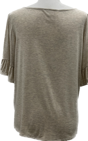 Ruffle Sleeve Tie Top - Oatmeal