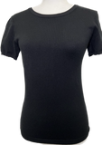 Crew Neck Knit Sweater Tee - Black