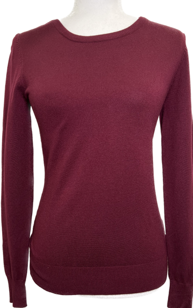 Long Sleeved Burgundy Crewneck  Sweater