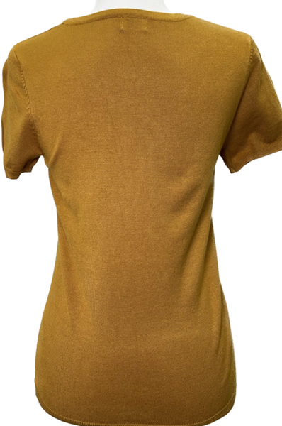 Crew Neck Knit Sweater Tee - Goldenrod
