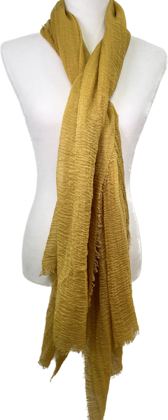 Textured Fringe Scarf - Mustard