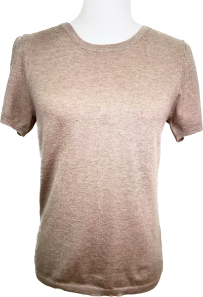 Short Sleeve Knit Sweater Tee - Tan