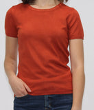 Rust Short Sleeve Crew Neck Sweater