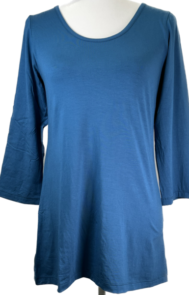 Scoop Neck, 3/4 Sleeve Tee - Turquoise