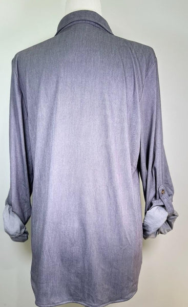 Soft Stripe Gray Button Top