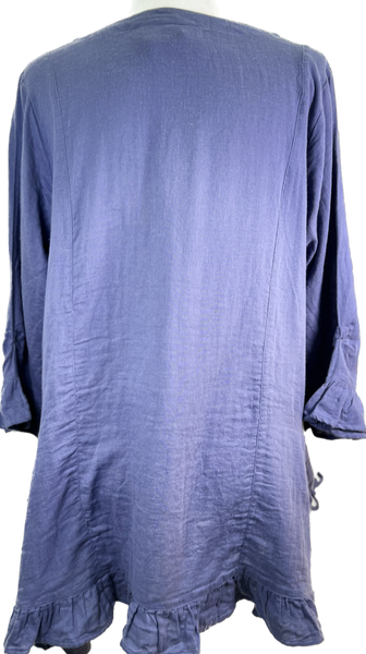 Ruffled Cotton Tunic - Soft Blue