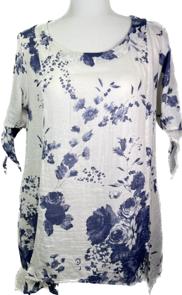 Blue and White Floral Long Tunic