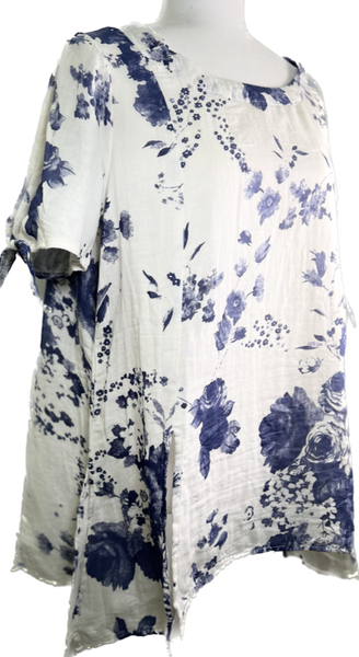 Blue and White Floral Long Tunic