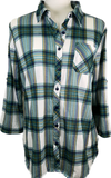 Blue-Green Plaid Button Down Collar Shirt