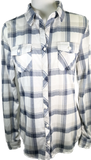 Blue/Cream/White Plaid Button Shirt