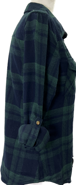 Navy/Emerald lined Plaid Button Shirt