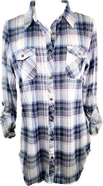 Navy, Pink and White Plaid