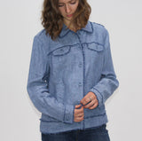 Denim Button Fringe Jacket