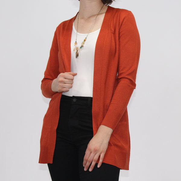 Long Knit Cardigan - Rust