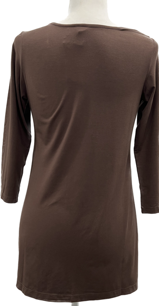 Scoop Neck, 3/4 Sleeve Tee - Chocolate