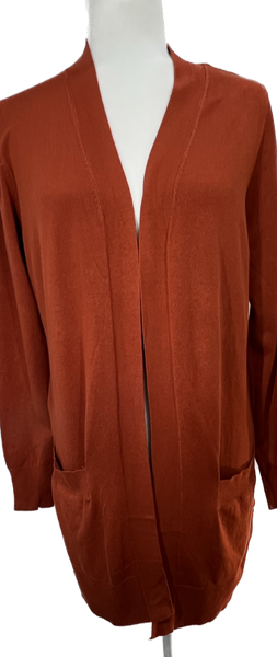 Long Knit Cardigan - Rust