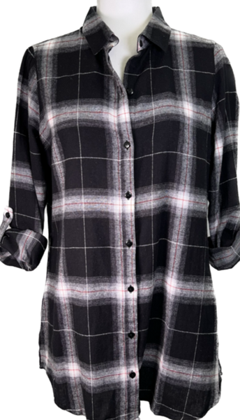 Plaid Boyfriend flannel - Black, White & Red