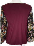 Floral Sleeve Top - Wine