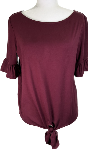 Ruffle Tie Blouse - Burgundy