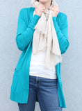 Sea-Blue Long Knit Cardigan