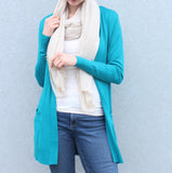 Sea-Blue Long Knit Cardigan