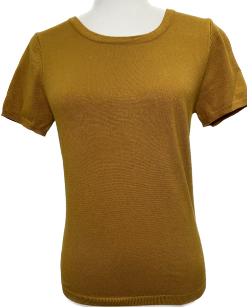 Crew Neck Knit Sweater Tee - Goldenrod