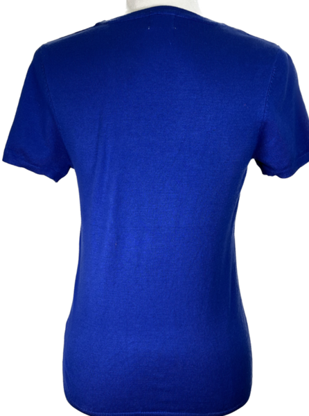 Crew Neck Knit Sweater Tee - Royal Blue