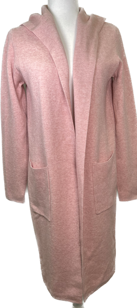 Long Pink Hooded Cardigan