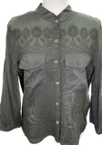 Silver Sage Linen Embroidered Shirt Jacket