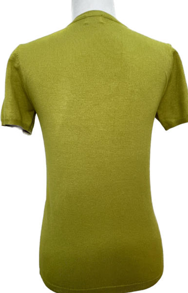 Short Sleeve Knit Sweater Tee - Lime