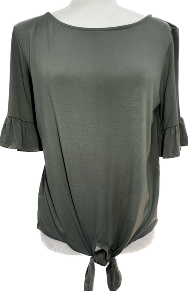 Sage Ruffle Sleeve Top