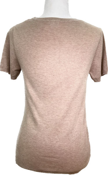 Short Sleeve Knit Sweater Tee - Tan